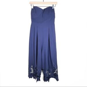 Bailey Blue strapless sweetheart neck wide leg Navy blue jumpsuit size 2